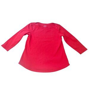 CHICOS Women's Size Small (Chico's 0) Red Boatneck Knit 100% Cotton Shirt READ